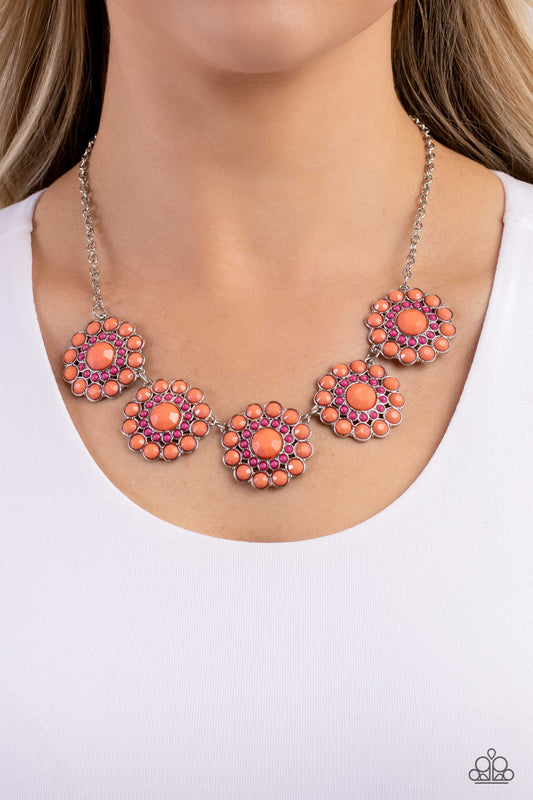 Floral Fervor - Orange Necklace - Paparazzi Accessories - Alies Bling Bar