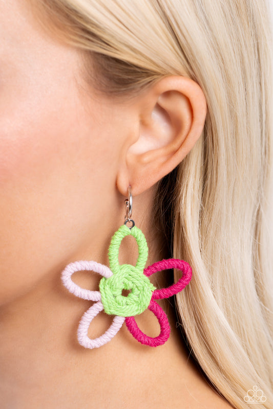 Spin a Yarn - Pink Earrings - Paparazzi Accessories - Alies Bling Bar