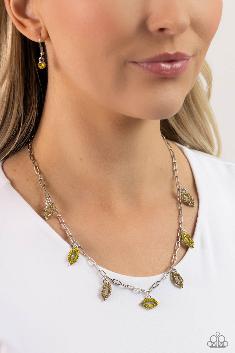 KISS the Mark - Yellow Necklace - Paparazzi Accessories - Alies Bling Bar