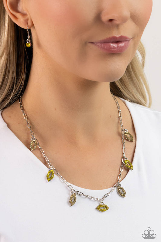 KISS the Mark - Yellow Necklace - Paparazzi Accessories - Alies Bling Bar