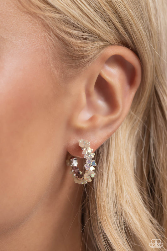 Floral Focus - White Earrings- Paparazzi Accessories - Alies Bling Bar