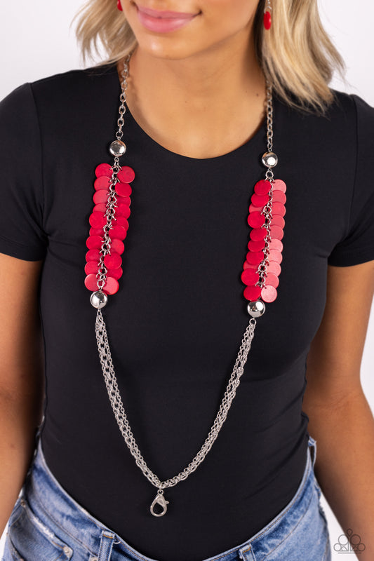 Shell Sensation - Red Lanyard Necklace - Paparazzi Accessories - Alies Bling Bar