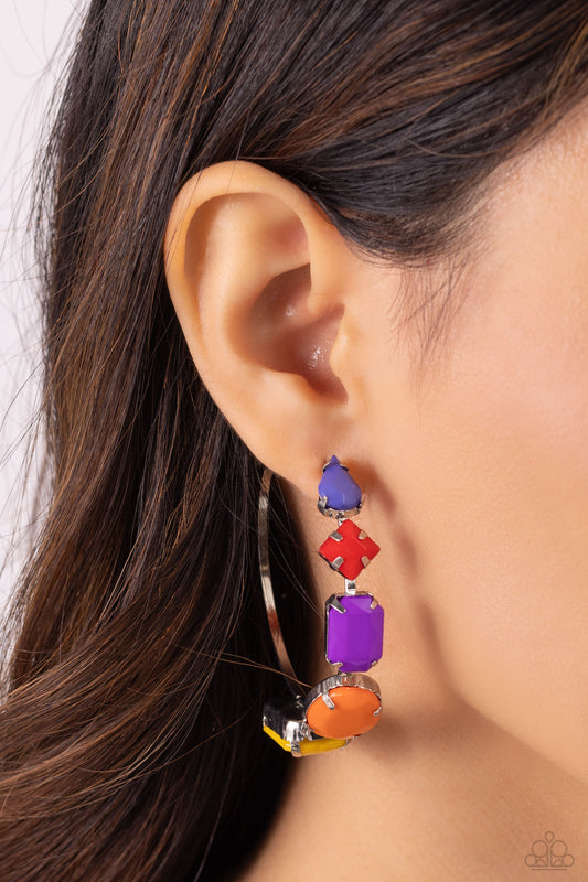 Geometric Gamer - Multi Earrings - Paparazzi Accessories - Alies Bling Bar