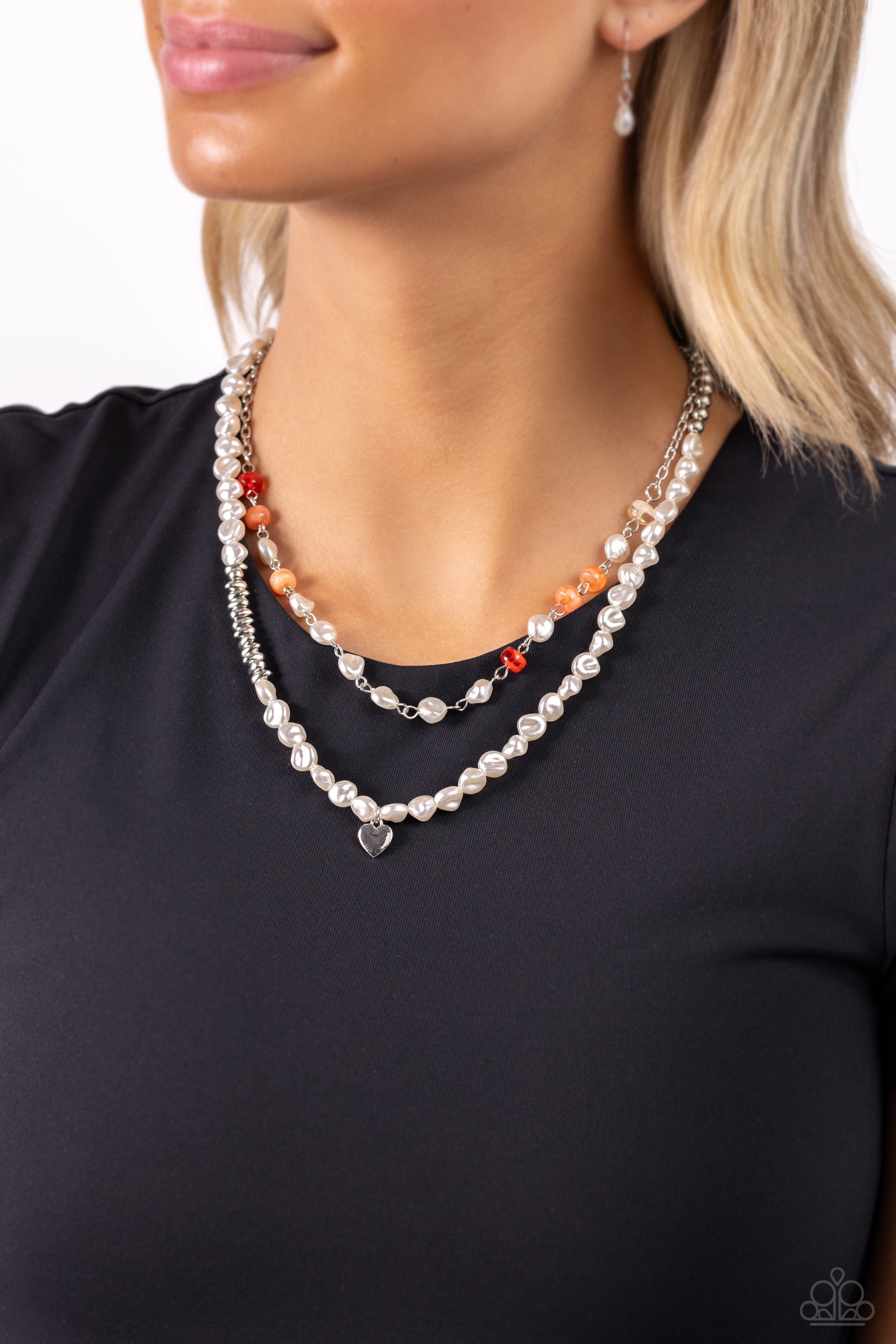 Pearl Pact - Orange Necklace - Paparazzi Accessories - Alies Bling Bar