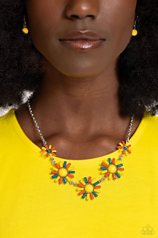 SUN and Fancy Free - Yellow Necklace - Paparazzi Accessories - Alies Bling Bar