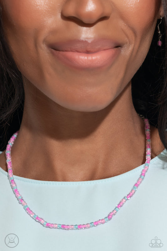 Colorfully GLASSY - Pink Necklace - Paparazzi Accessories - Alie’s Bling Bar