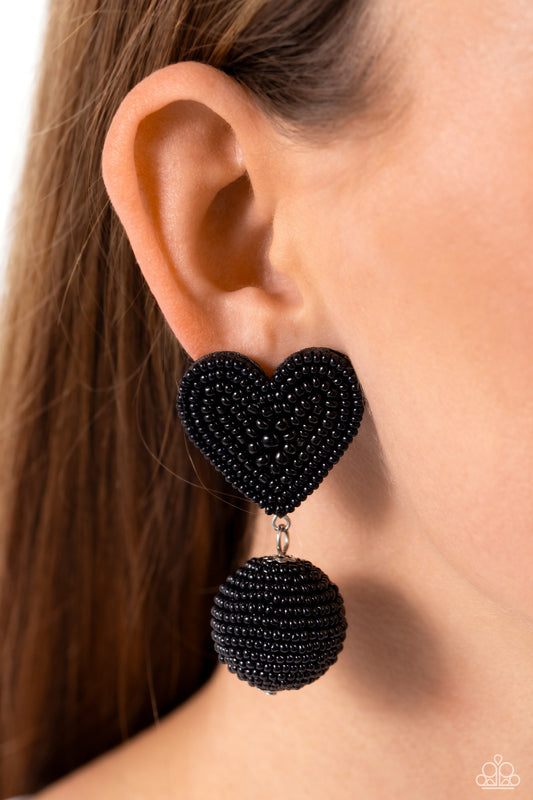 Spherical Sweethearts - Black Earrings - Paparazzi Accessories - Alies Bling Bar