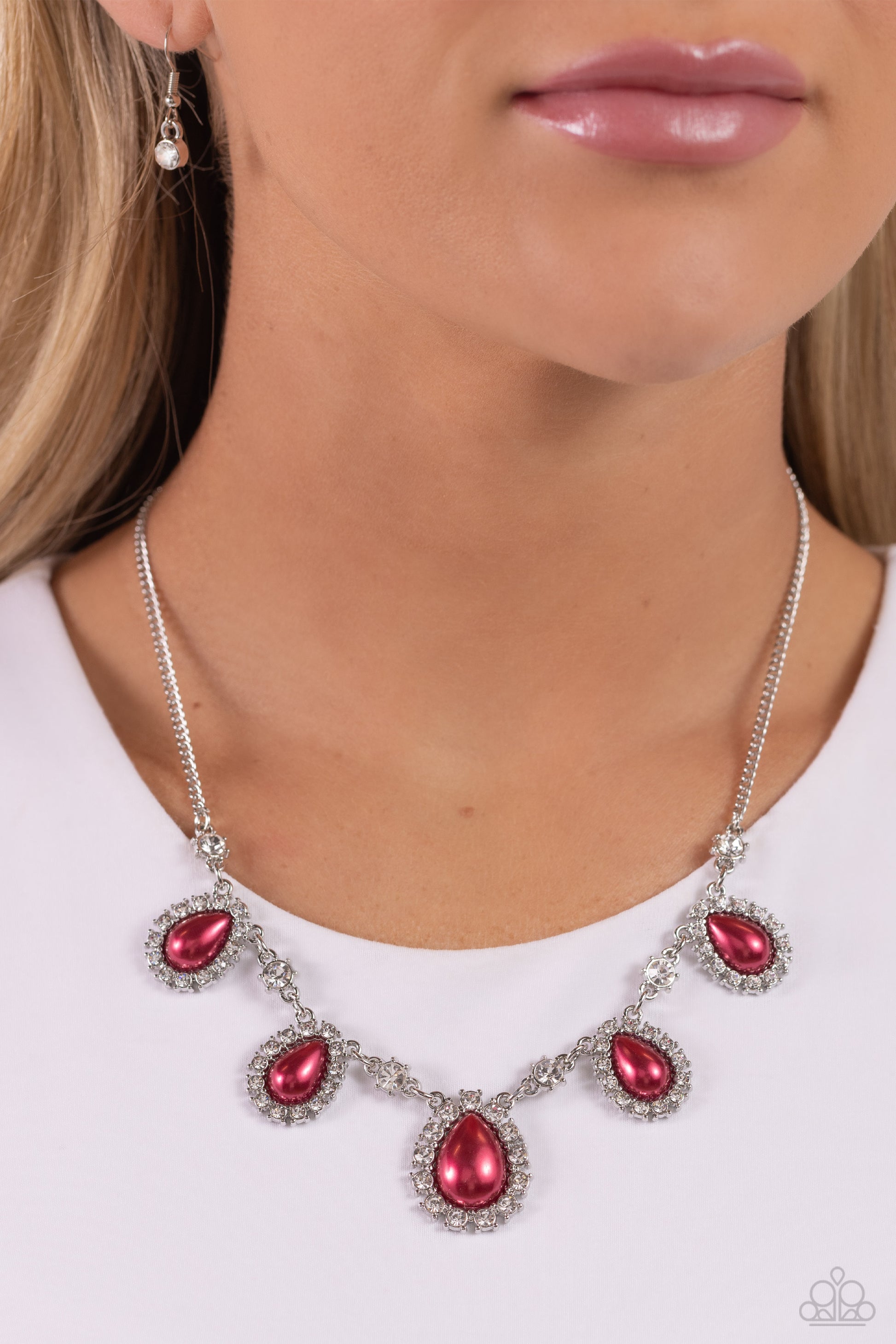 Teardrop Team - Red Necklace- Paparazzi Accessories - Alies Bling Bar