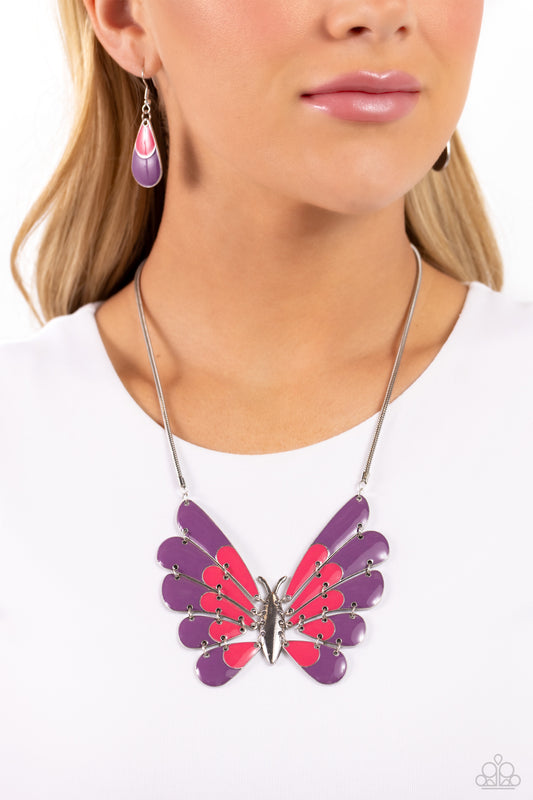 Moth Maven - Purple Necklace - Paparazzi Accessories - Alies Bling Bar