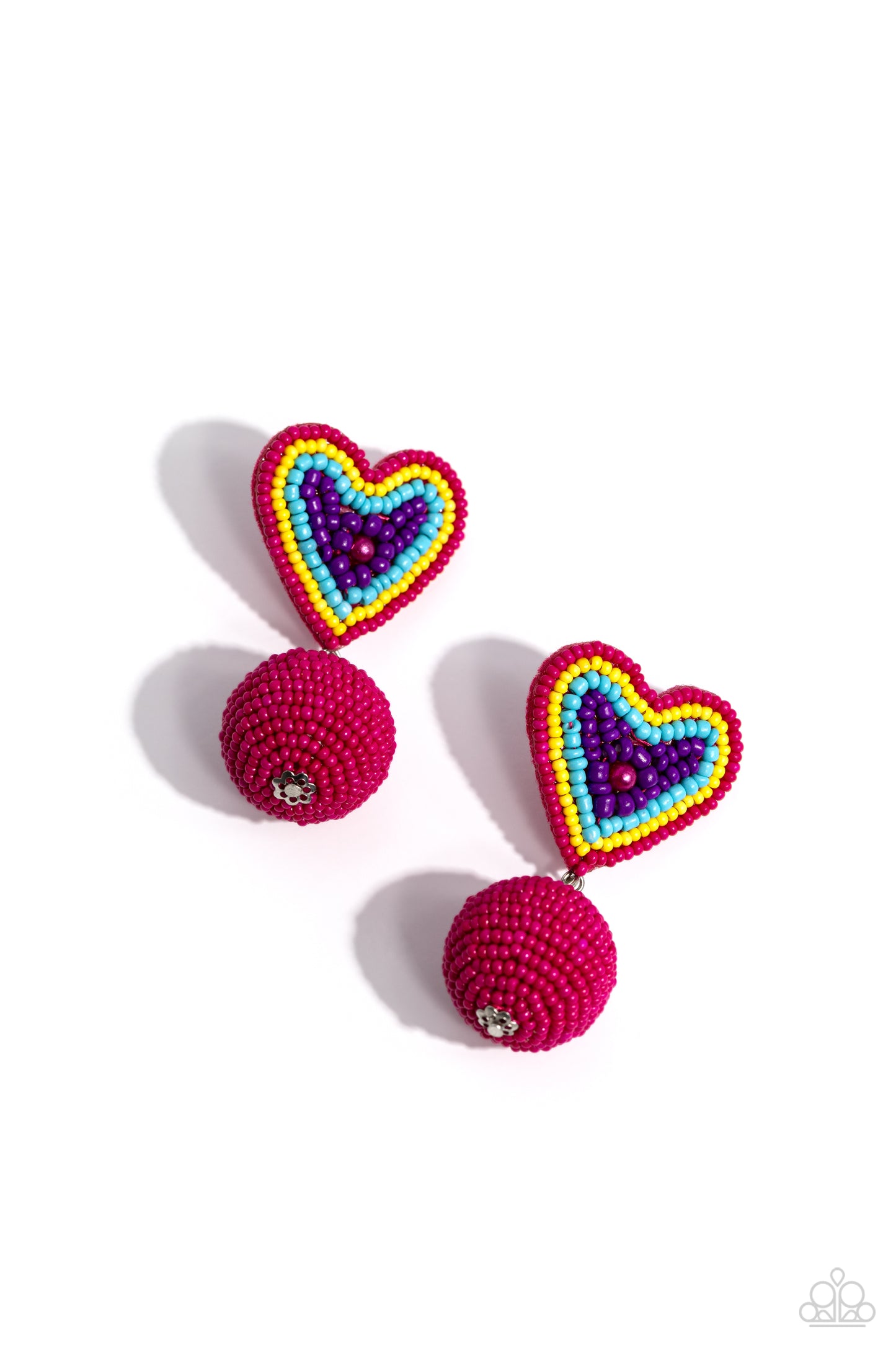 Spherical Sweethearts - Multi Heart Seed Bead Earrings - Paparazzi Accessories - Alies Bling Bar