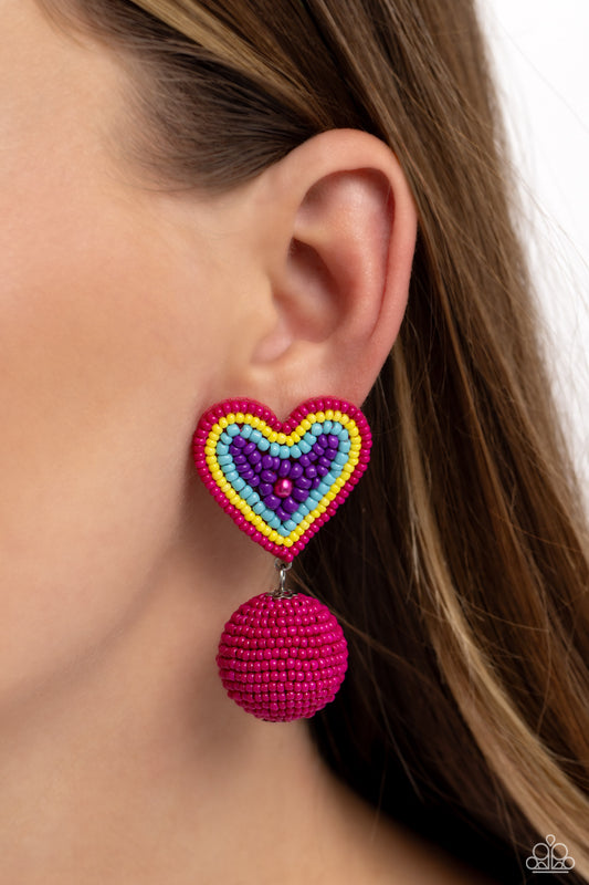 Spherical Sweethearts - Multi Heart Seed Bead Earrings - Paparazzi Accessories - Alies Bling Bar