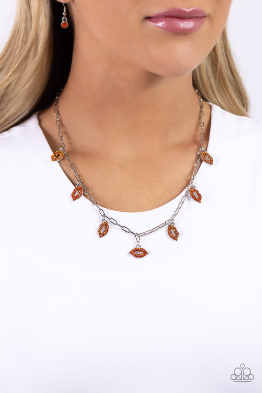 KISS the Mark - Orange Necklace - Paparazzi Accessories - Alies Bling Bar