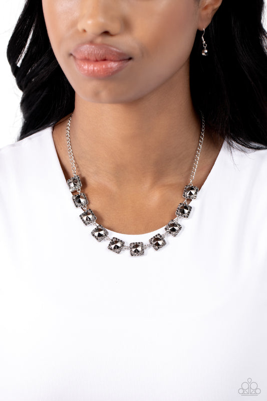 Jump SQUARE - Silver Necklace - Paparazzi Accessories - Alies Bling Bar