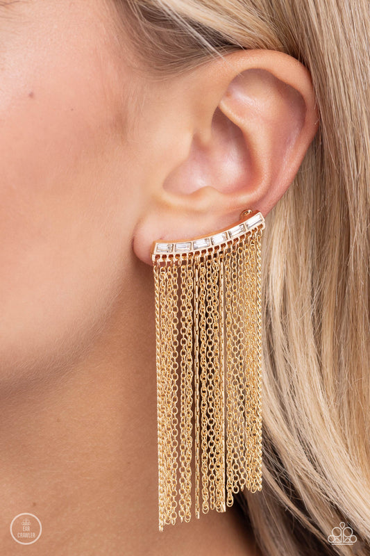 Feuding Fringe - Gold Earrings - Paparazzi Accessories - Alies Bling Bar