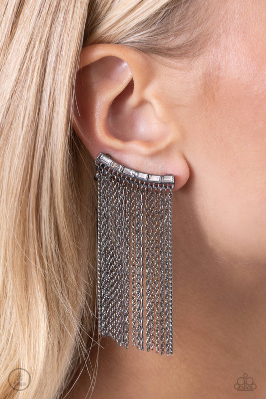 Feuding Fringe - Black Earrings - Paparazzi Accessories - Alies Bling Bar