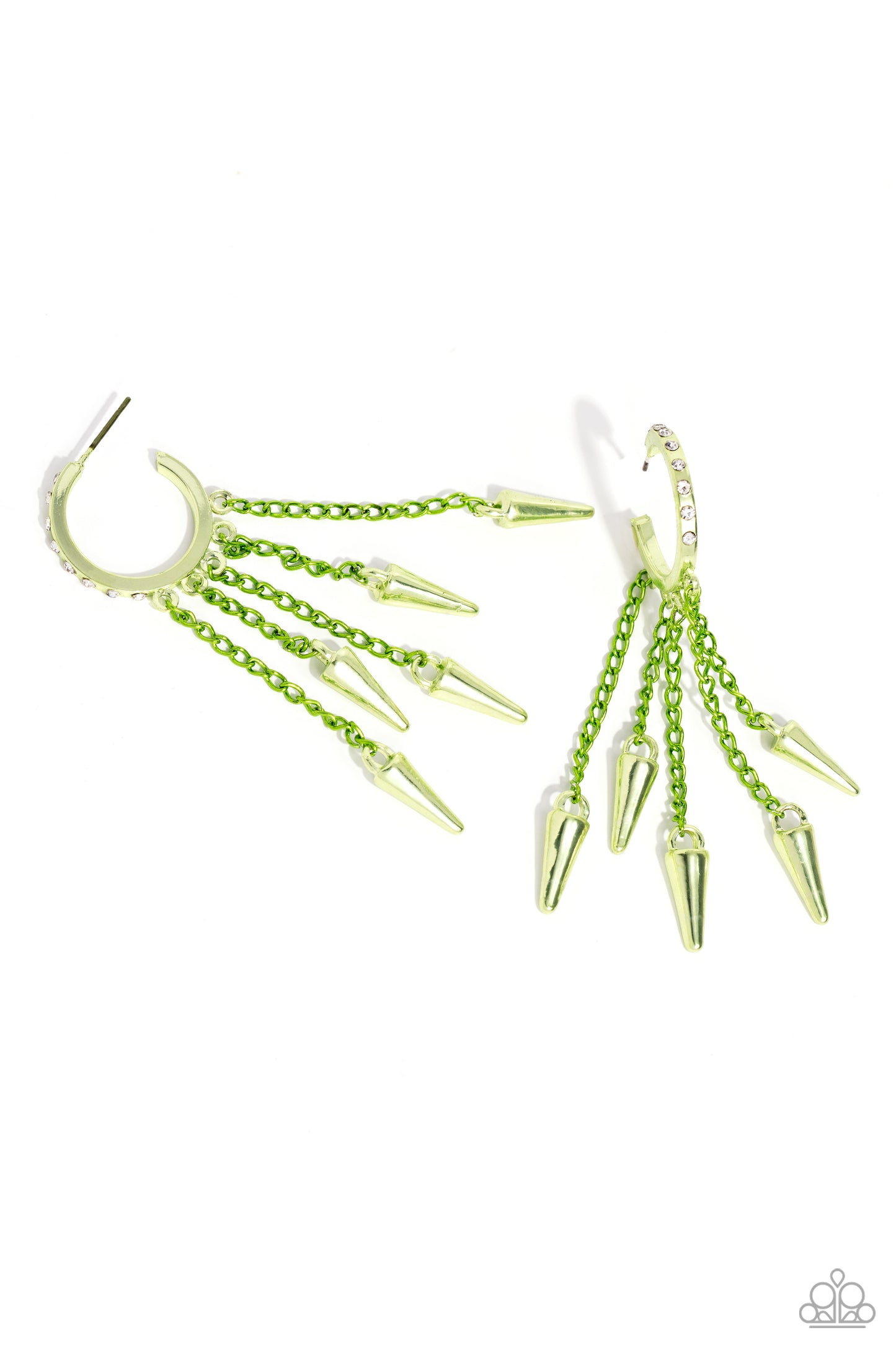 Piquant Punk - Green Earrings - Paparazzi Accessories - Alies Bling Bar