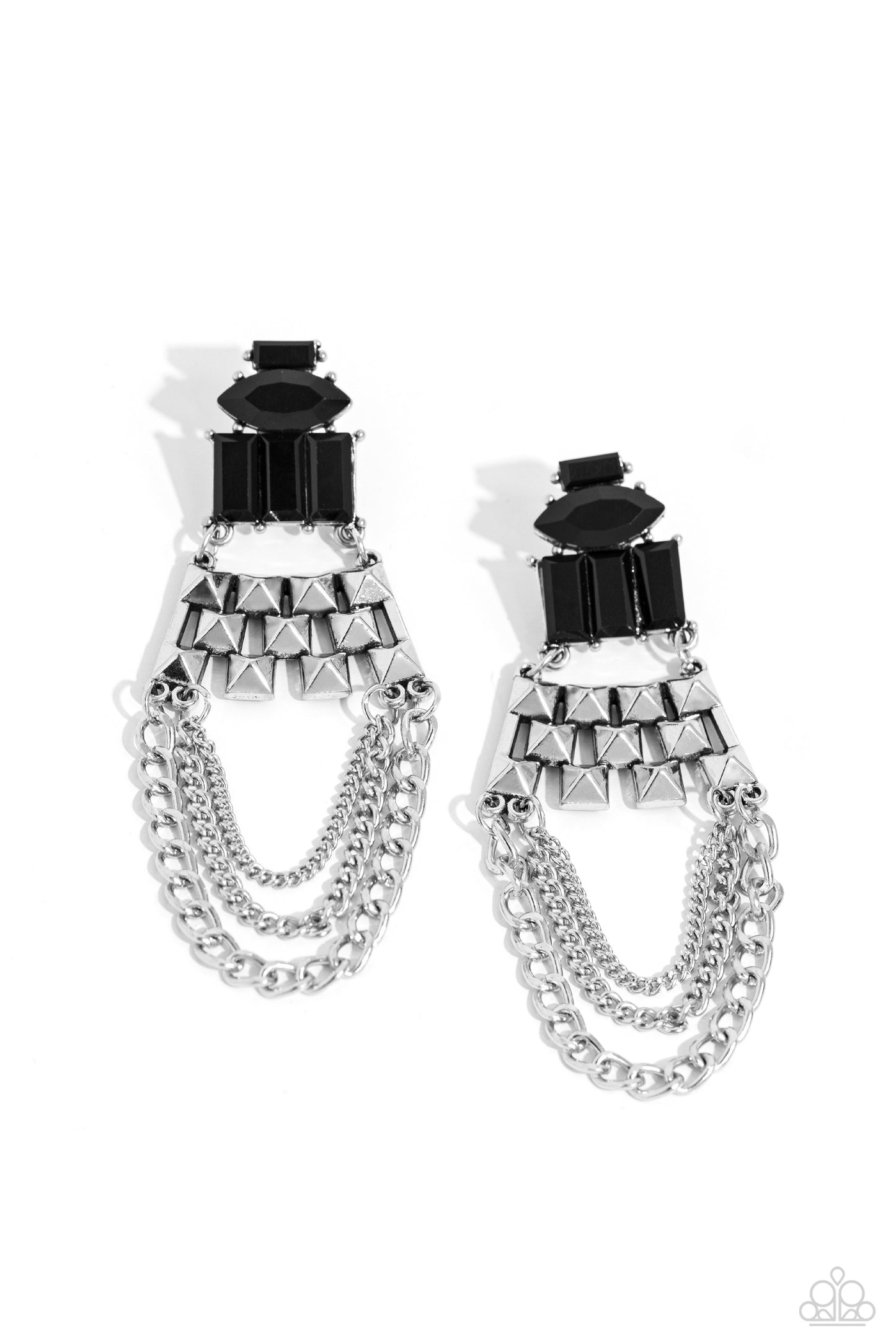 Dangling Art Deco - Black Earrings - Paparazzi Accessories - Alies Bling Bar