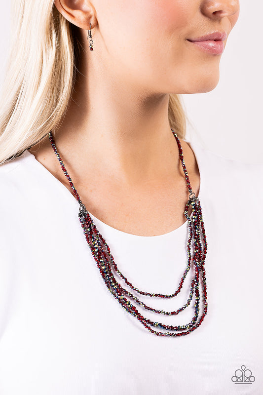 Candescent Cascade - Red Necklace - Paparazzi Accessories - Alies Bling Bar