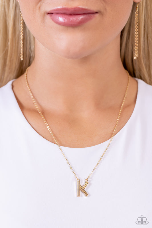 Leave Your Initials - Gold - K Necklace- Paparazzi Accessories - Alies Bling Bar