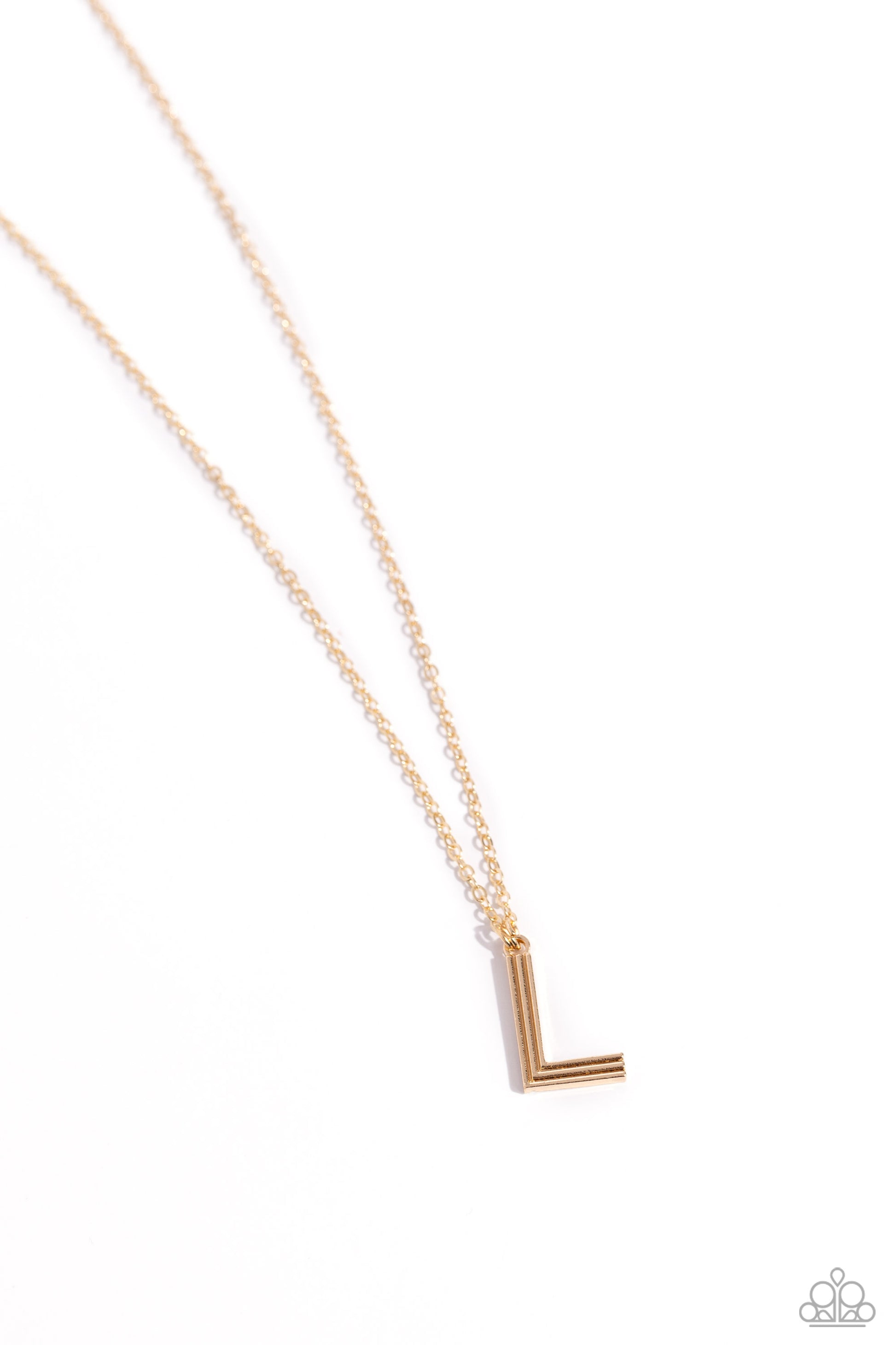 Leave Your Initials - Gold - L Necklace- Paparazzi Accessories - Alies Bling Bar