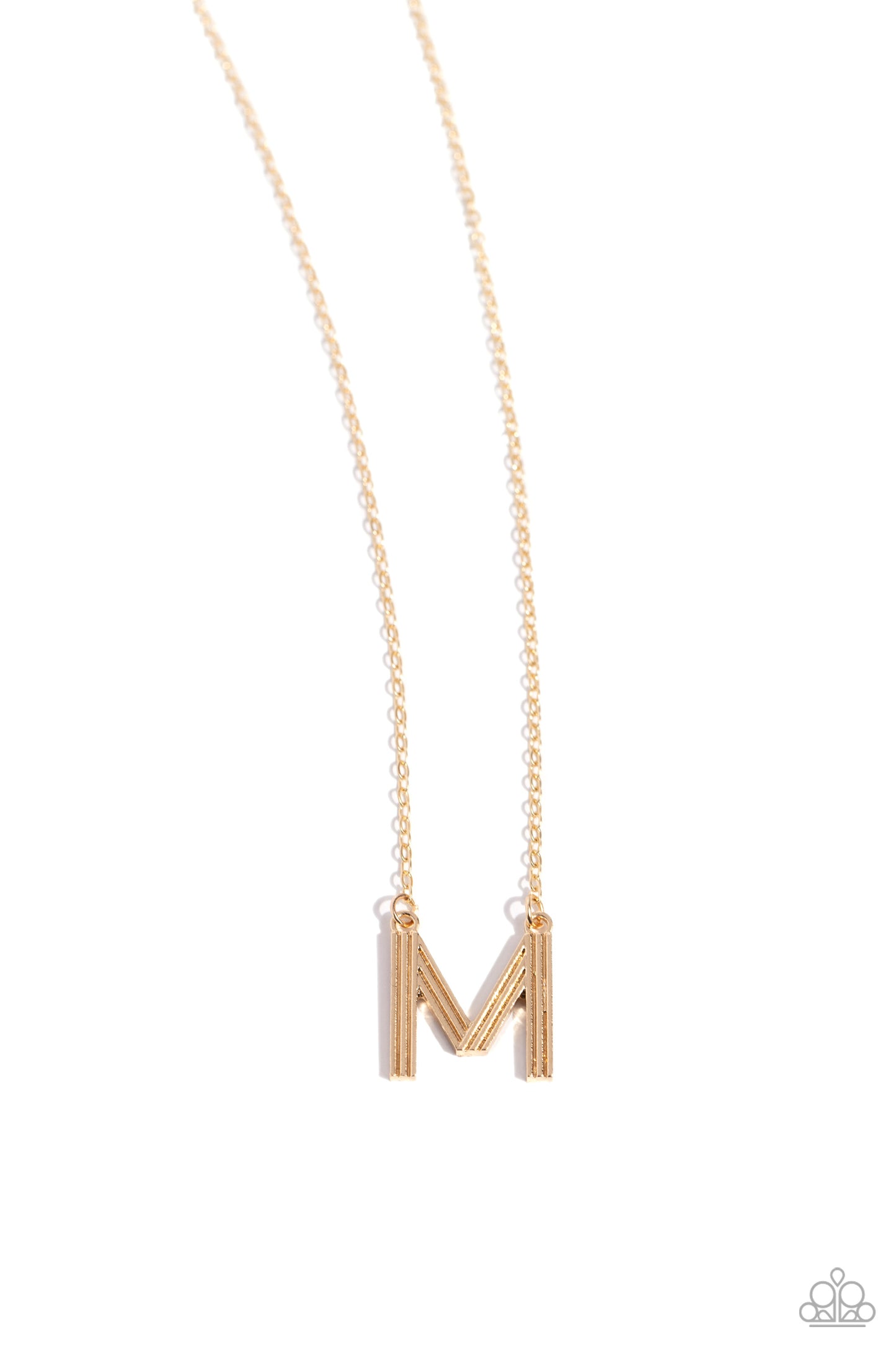 Leave Your Initials - Gold - M Necklace- Paparazzi Accessories - Alies Bling Bar