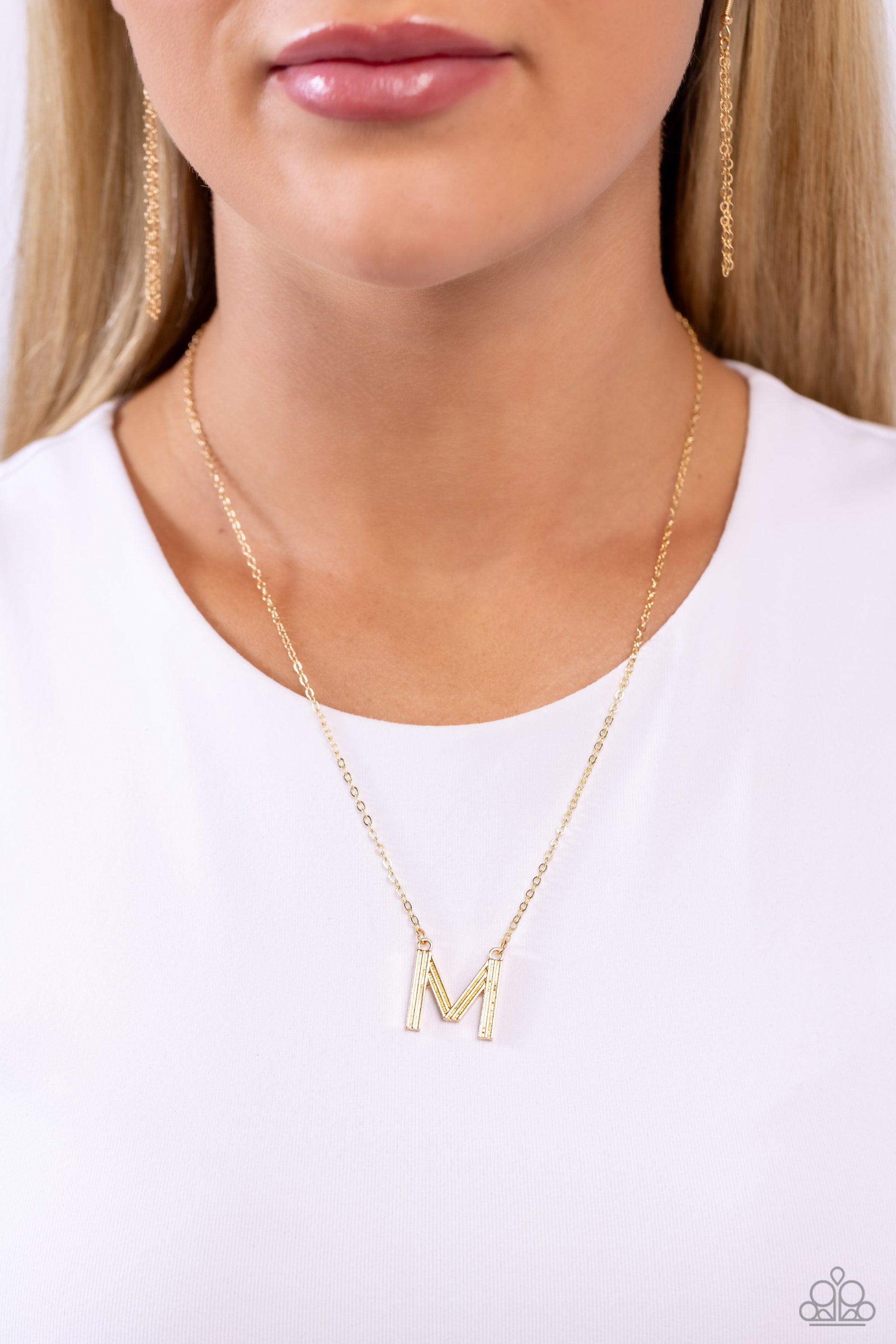 Leave Your Initials - Gold - M Necklace- Paparazzi Accessories - Alies Bling Bar