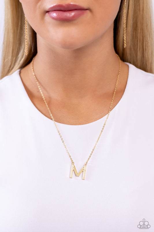 Leave Your Initials - Gold - M Necklace- Paparazzi Accessories - Alies Bling Bar