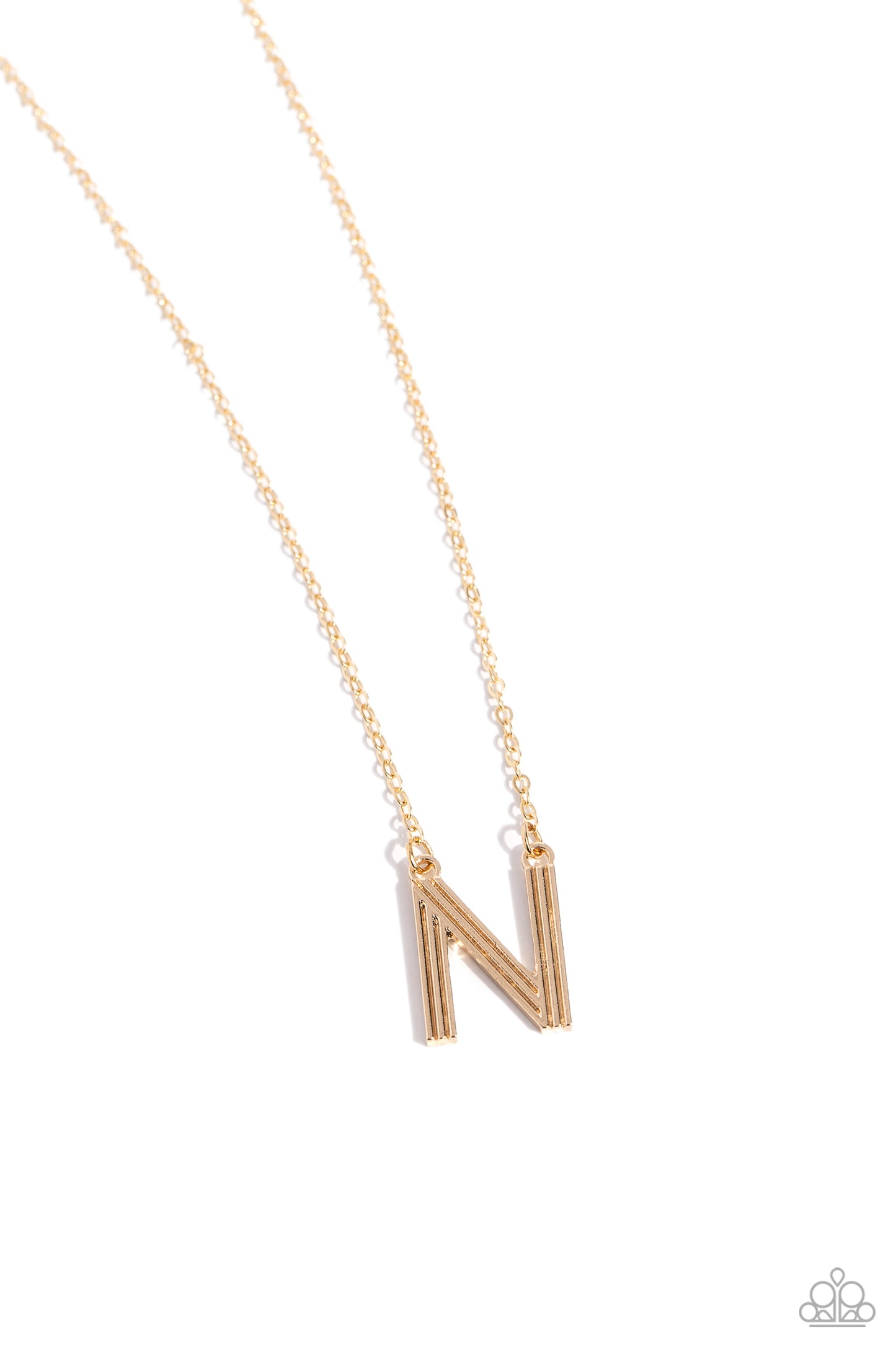 Leave Your Initials - Gold - N Necklace- Paparazzi Accessories - Alies Bling Bar