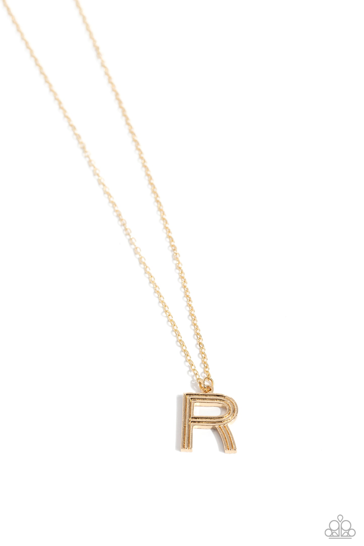 Leave Your Initials - Gold - R Necklace- Paparazzi Accessories - Alies Bling Bar