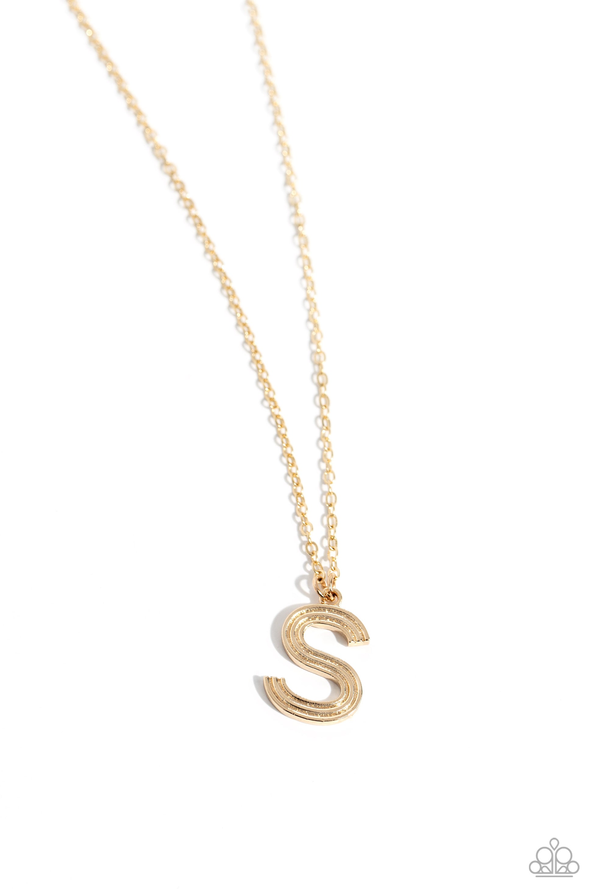 Leave Your Initials - Gold - S Necklace- Paparazzi Accessories - Alies Bling Bar