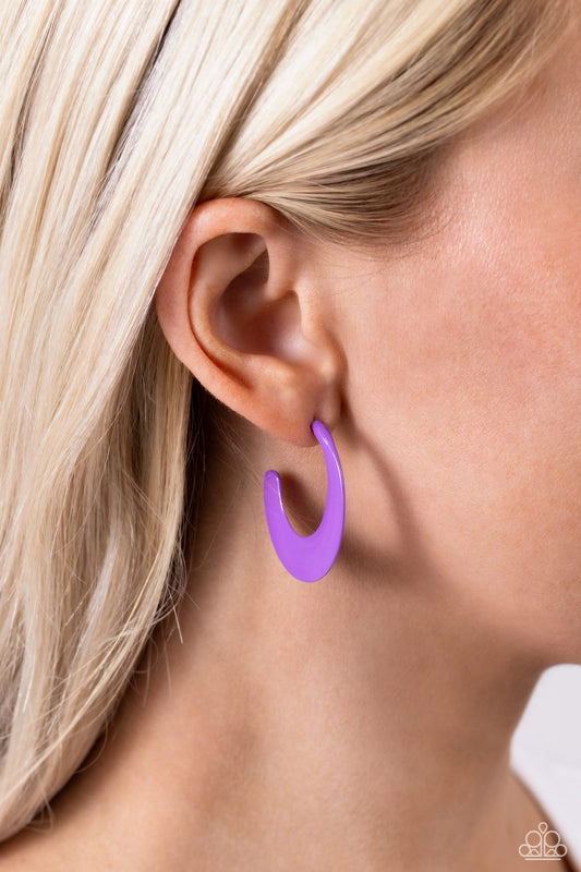 Fun-Loving Feature - Purple Earrings - Paparazzi Accessories - Alies Bling Bar