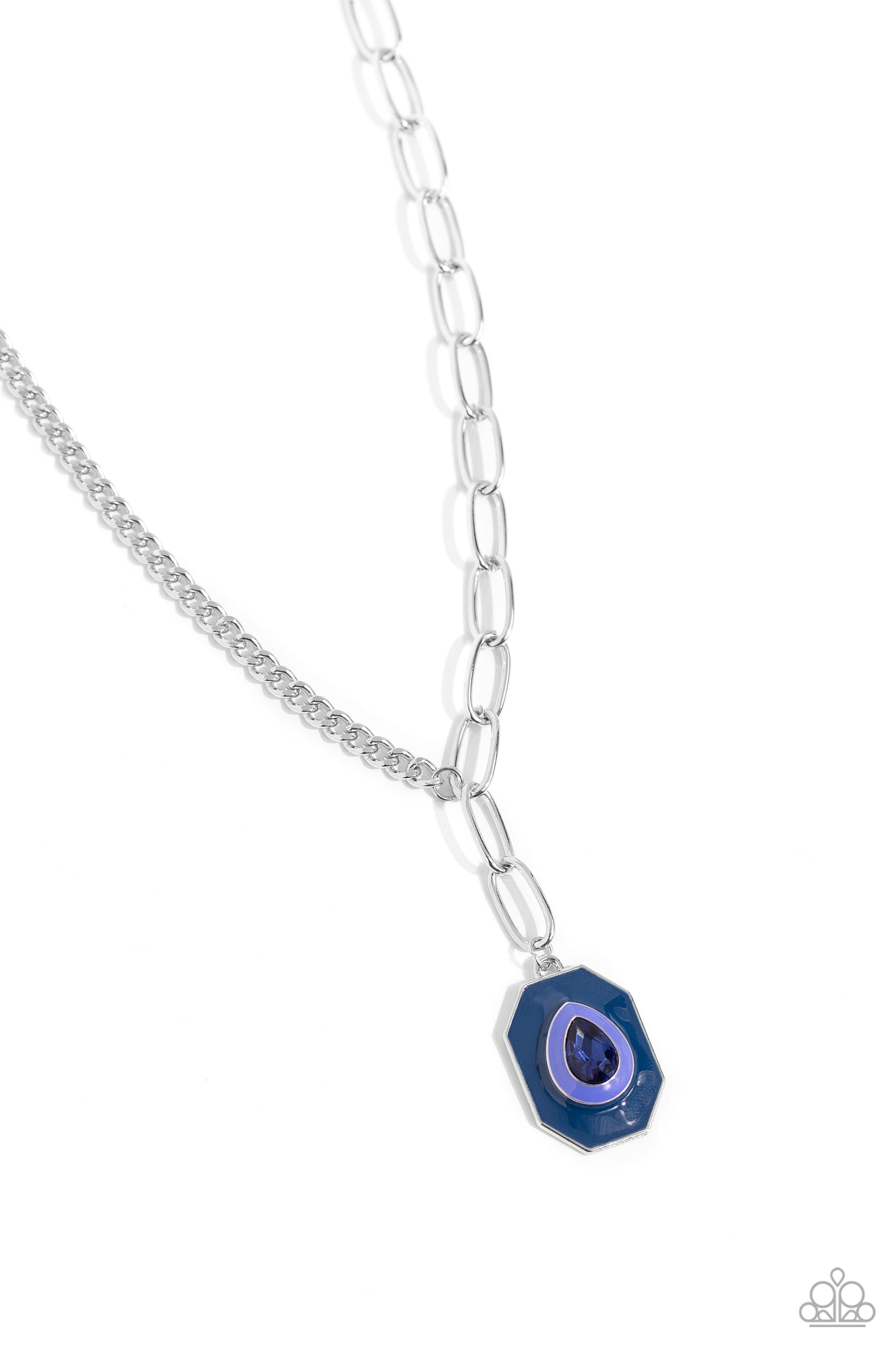 Hexagonal Hallmark - Blue Necklace - Paparazzi Accessories - Alies Bling Bar