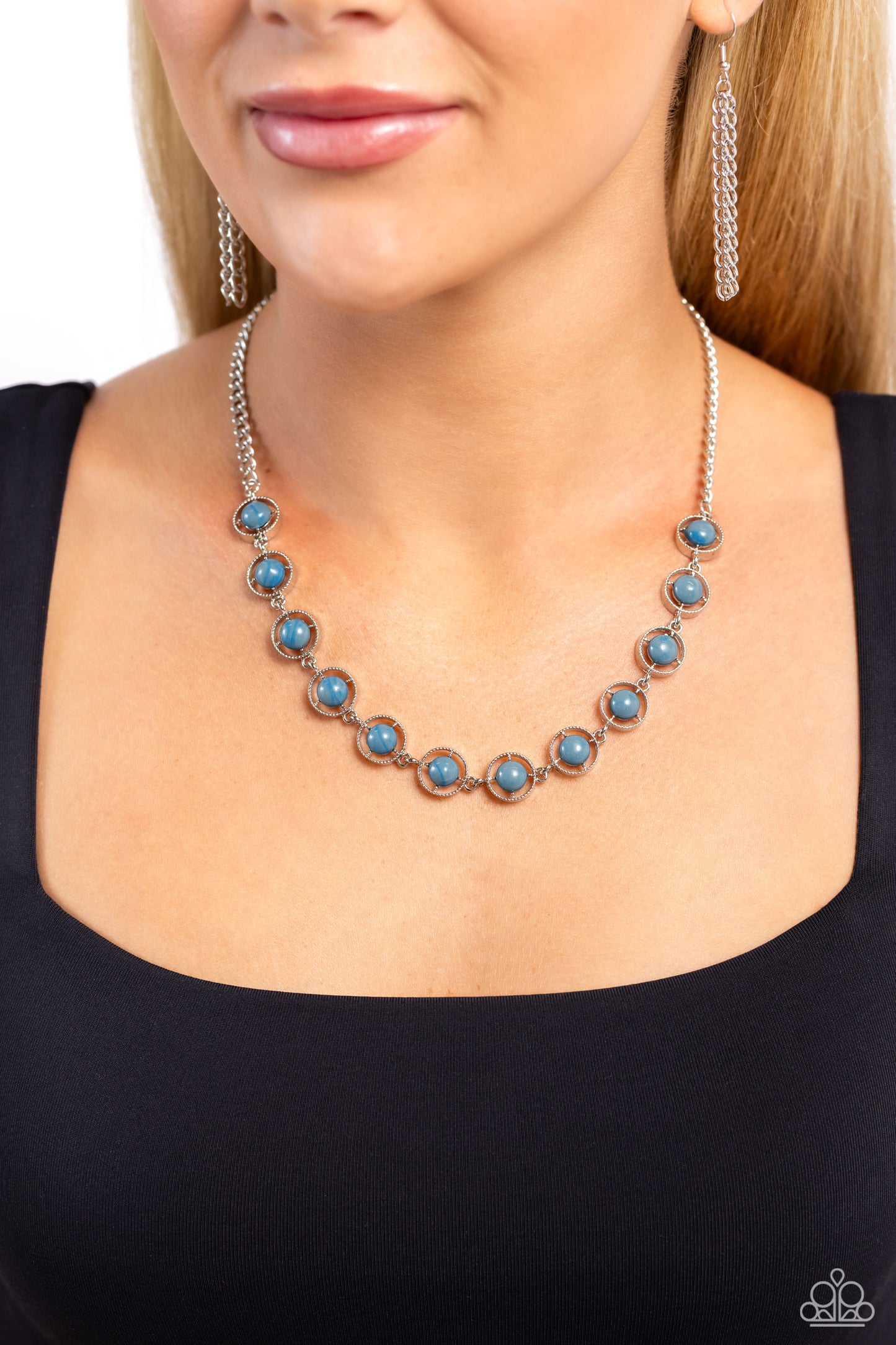 Going Global - Blue Necklace - Paparazzi Accessories - Alies Bling Bar