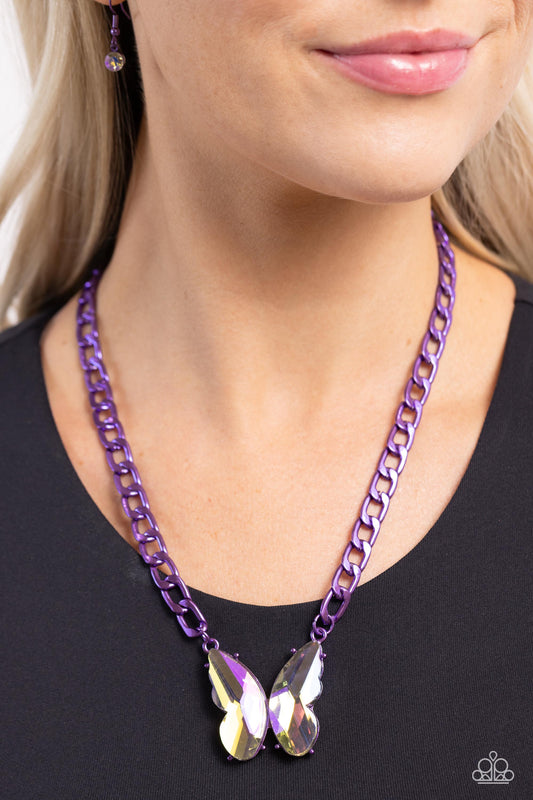 Fascinating Flyer - Purple Necklace - Paparazzi Accessories - Alies Bling Bar