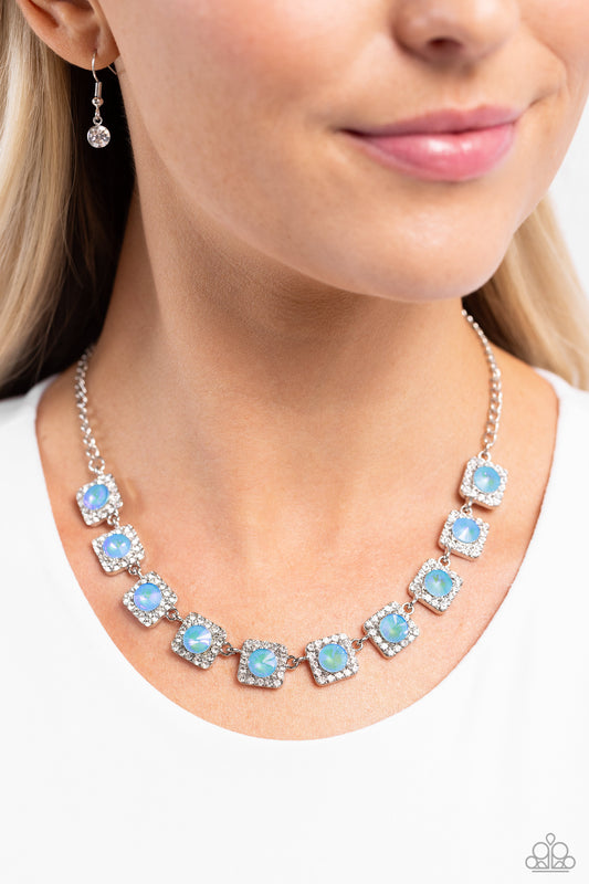 Jump SQUARE - Blue Necklace - Paparazzi Accessories - Alies Bling Bar