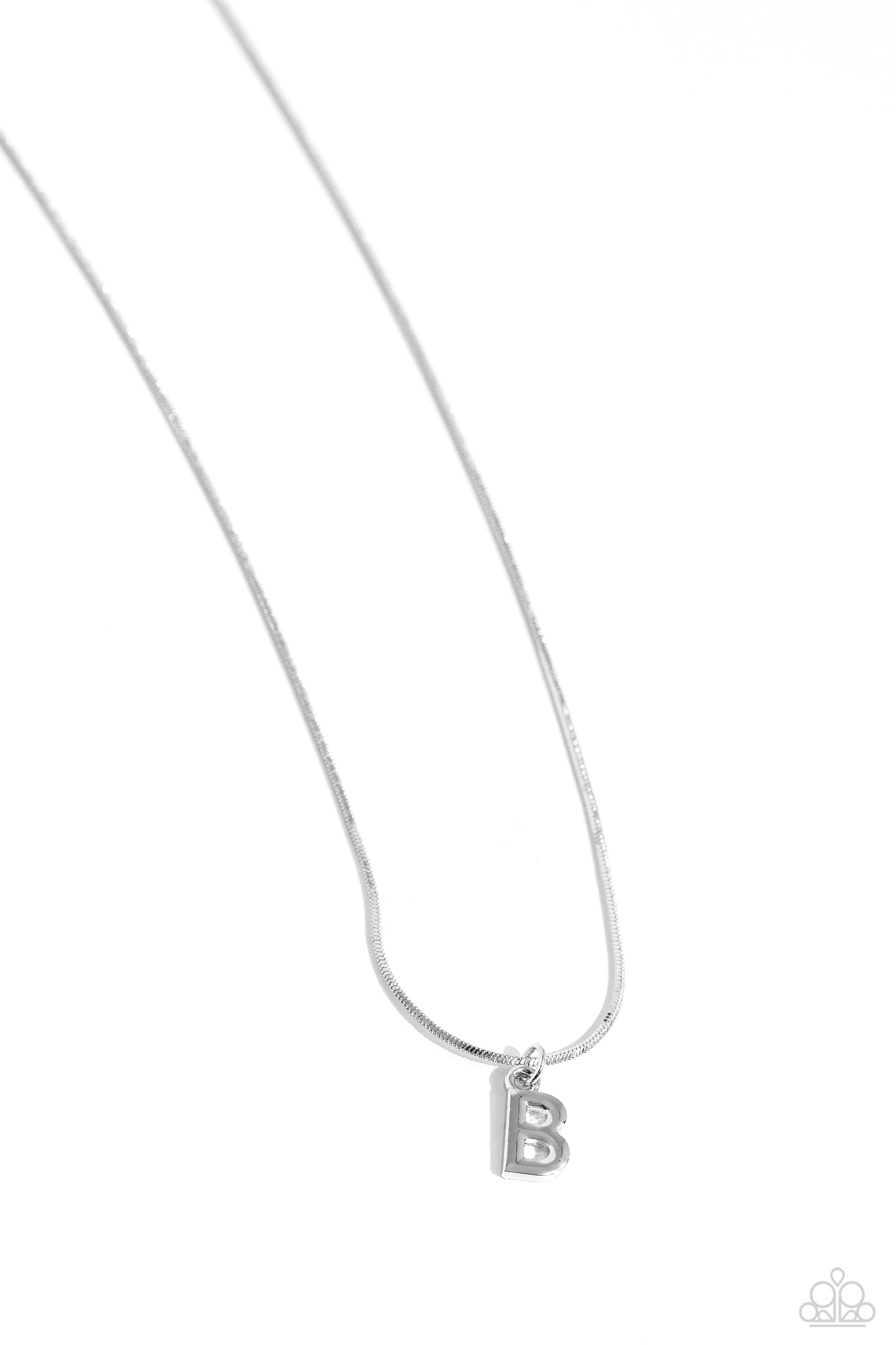 Seize the Initial - Silver - B Necklace - Paparazzi Accessories - Alies Bling Bar