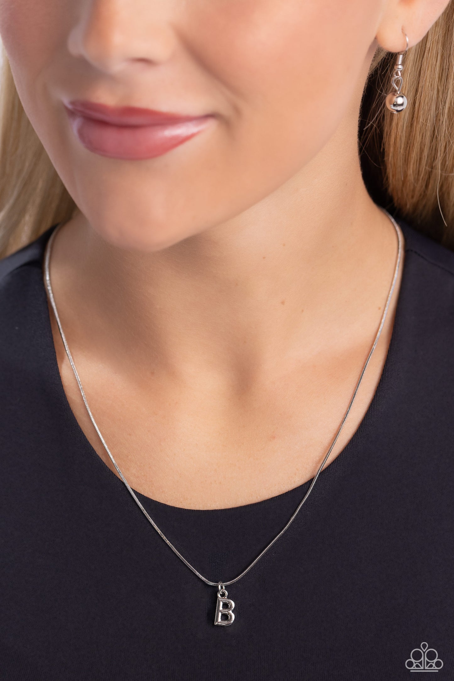 Seize the Initial - Silver - B Necklace - Paparazzi Accessories - Alies Bling Bar