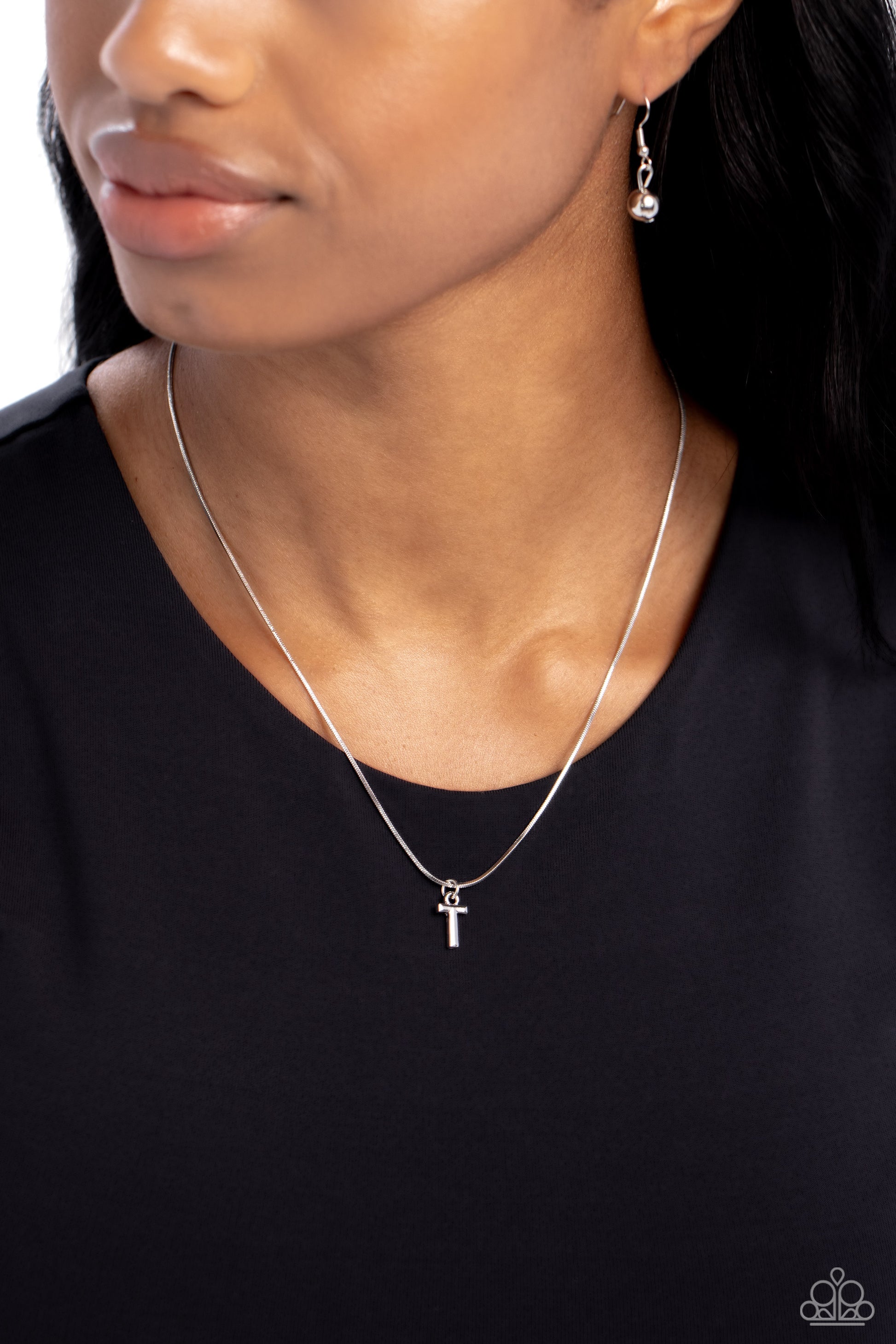 Seize the Initial - Silver - T Necklace - Paparazzi Accessories - Alies Bling Bar