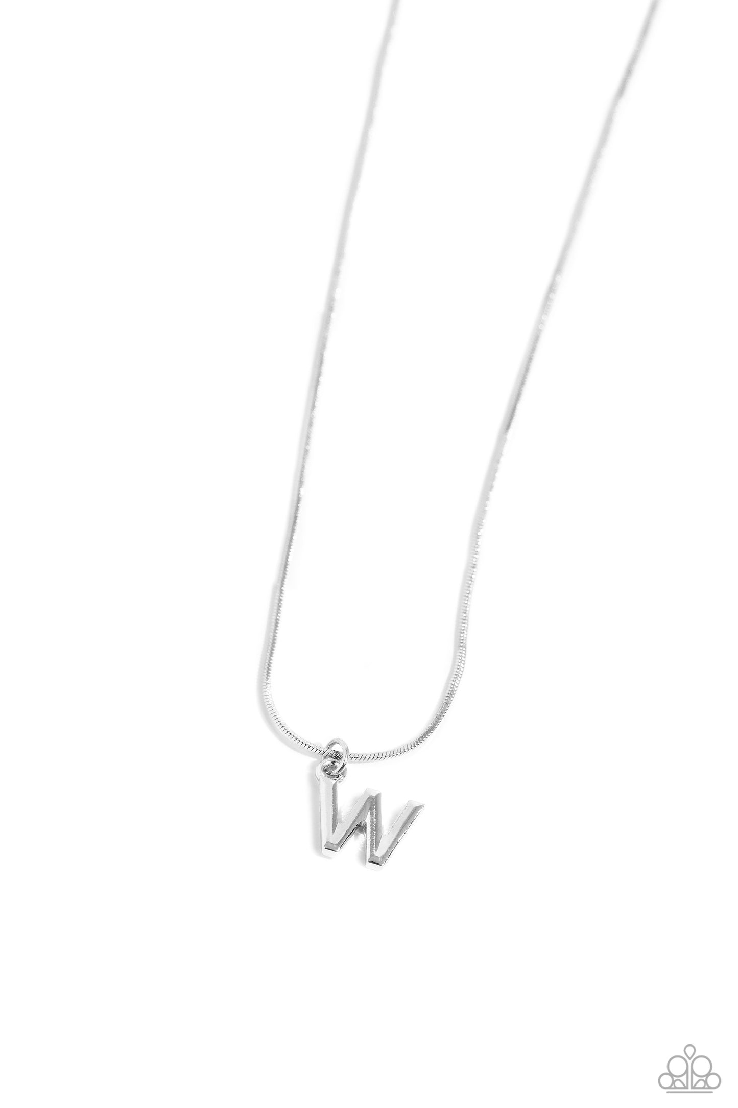 Seize the Initial - Silver - W Necklace - Paparazzi Accessories - Alies Bling Bar