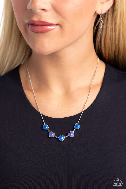 ECLECTIC Heart - Blue Necklace - Paparazzi Accessories - Alies Bling Bar