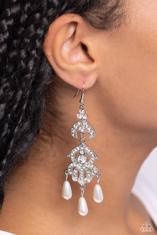 Cosmopolitan Combo - White Earrings - Paparazzi Accessories - Alies Bling Bar