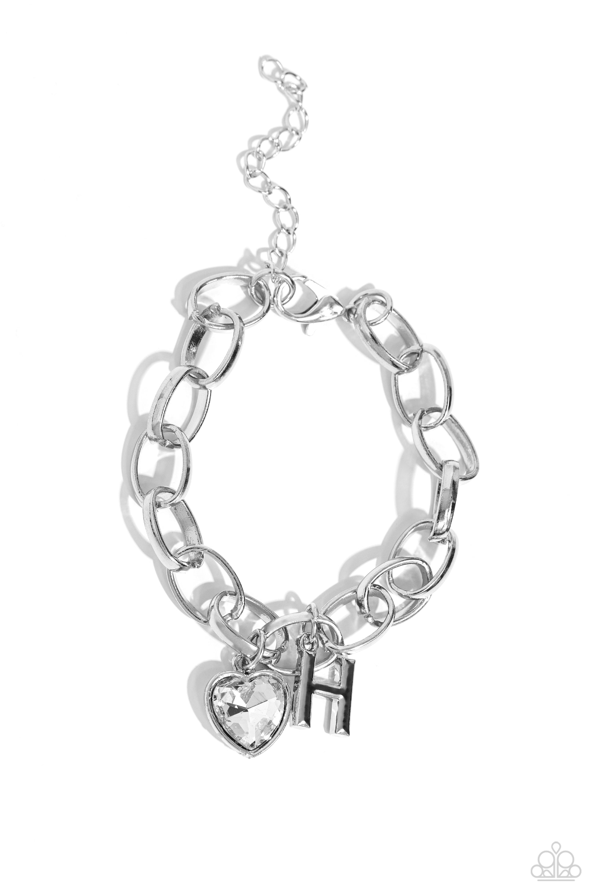 Guess Now Its INITIAL - White Bracelet - H - Paparazzi Accessories - Alies Bling Bar