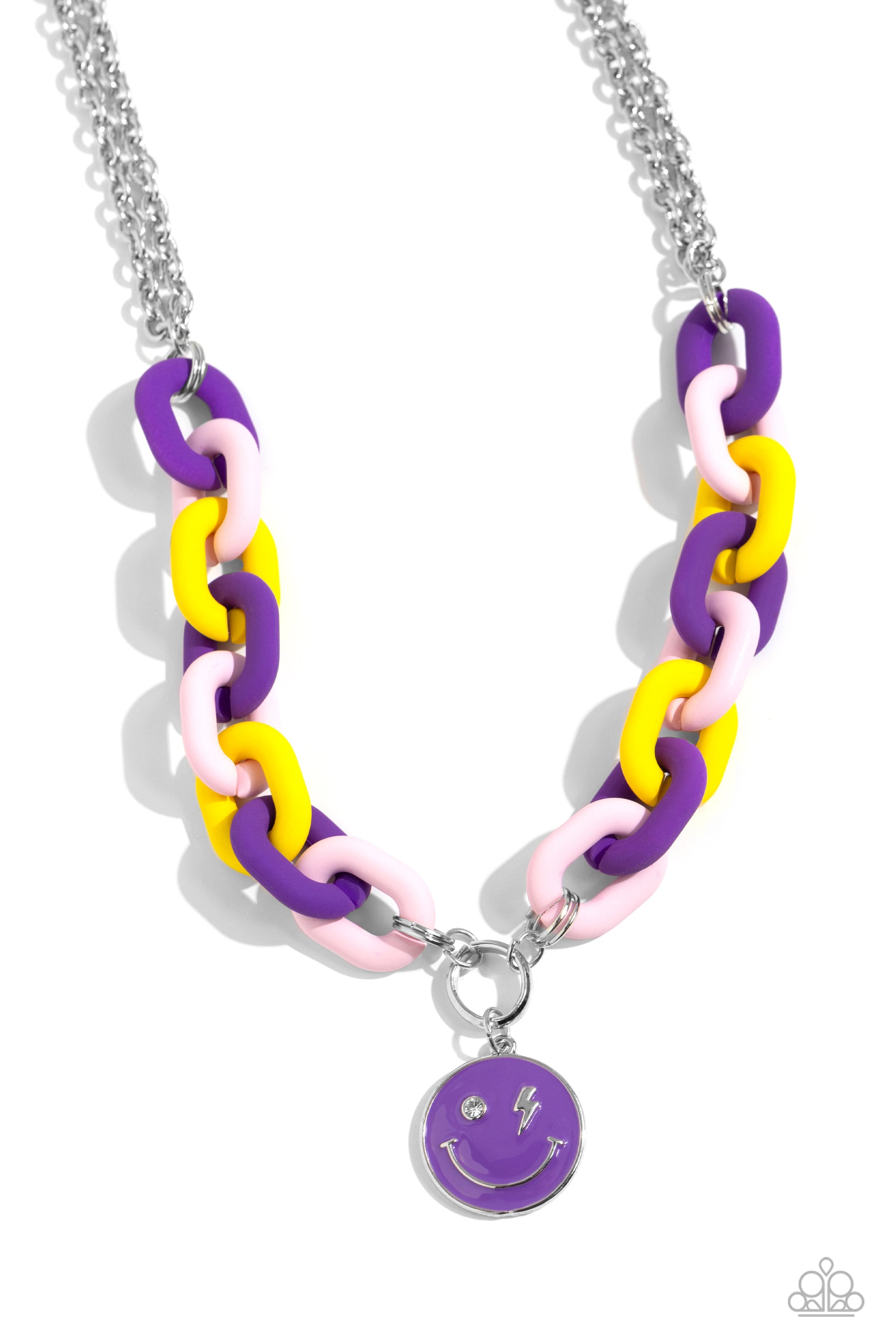 Speed SMILE - Purple Necklace - Paparazzi Accessories - Alies Bling Bar