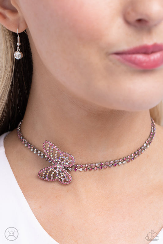 Flying Fantasy - Pink Necklace - Paparazzi Accessories