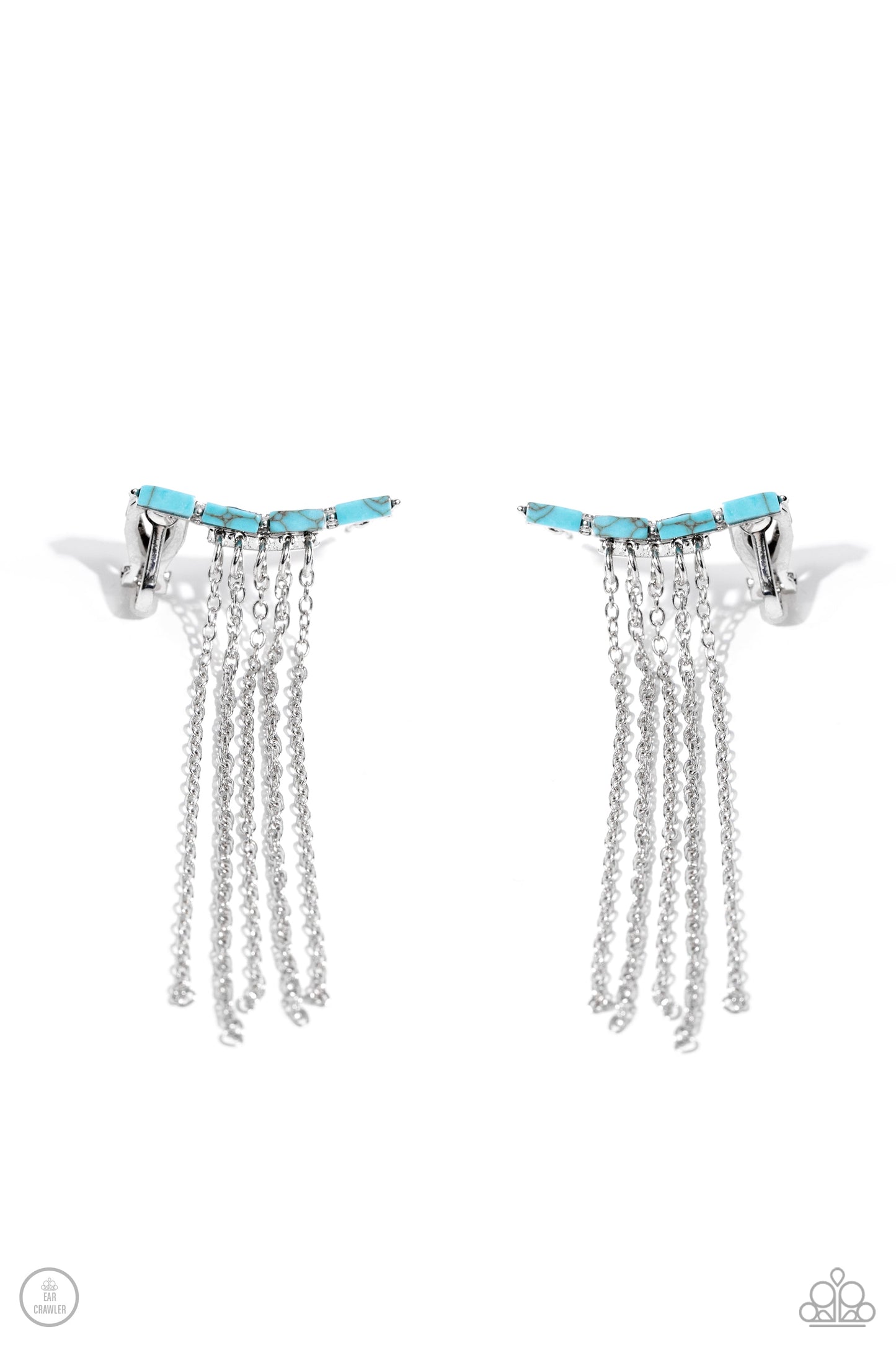 Fault Line Fringe - Blue Earrings - Paparazzi Accessories - Alies Bling Bar