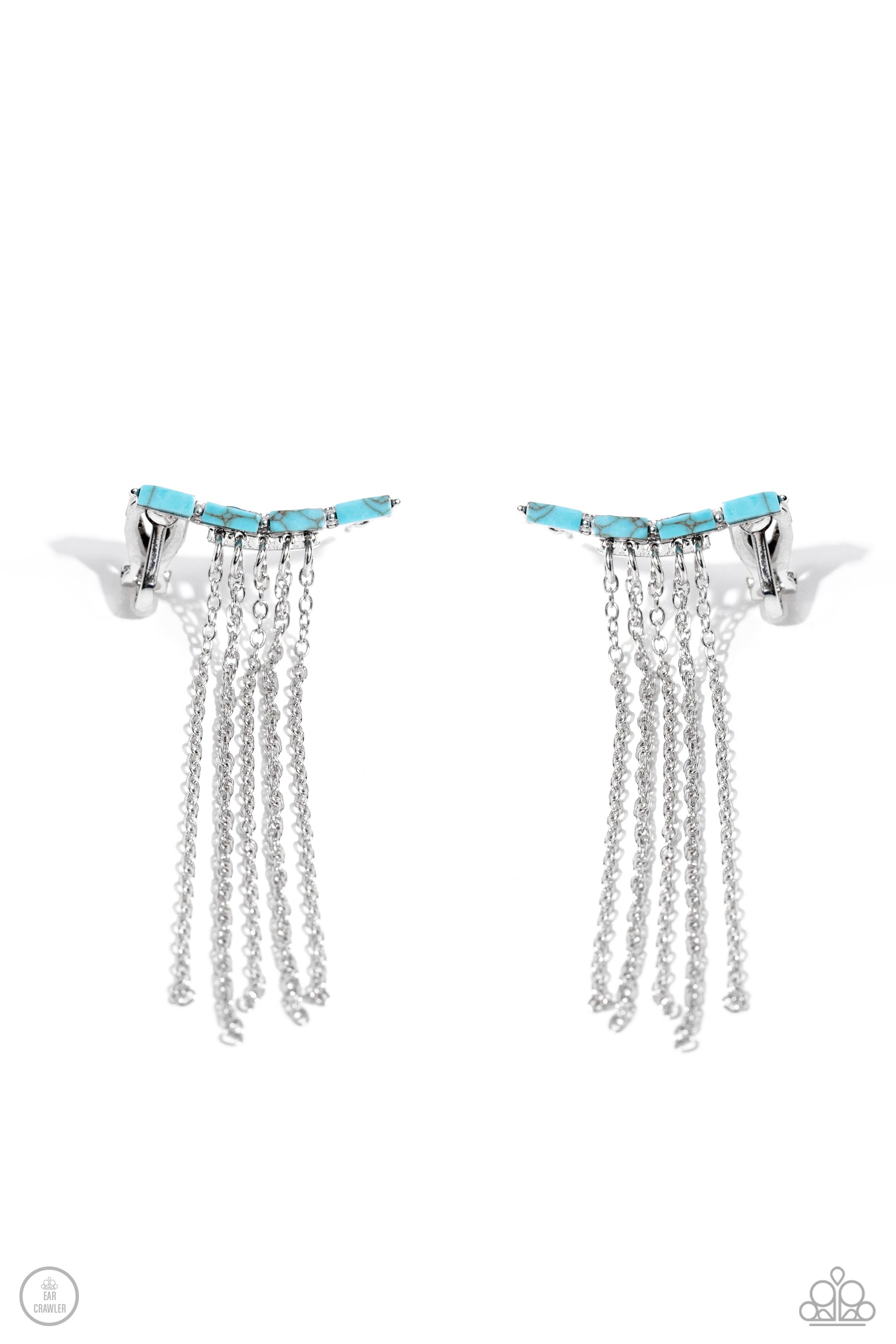 Fault Line Fringe - Blue Earrings - Paparazzi Accessories - Alies Bling Bar