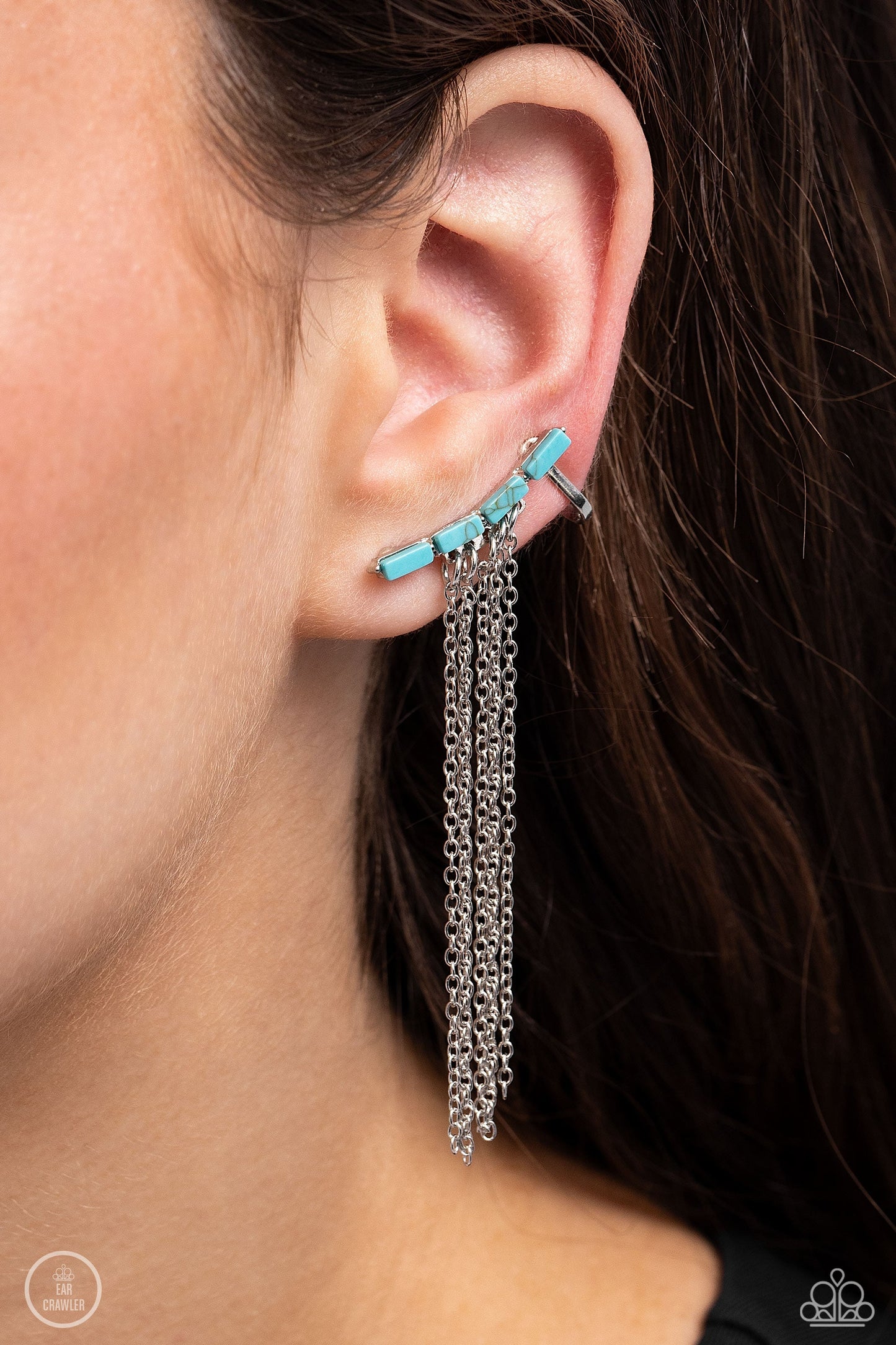 Fault Line Fringe - Blue Earrings - Paparazzi Accessories - Alies Bling Bar