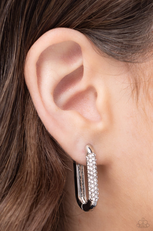 Generating Glitter - White Earrings - Paparazzi Accessories