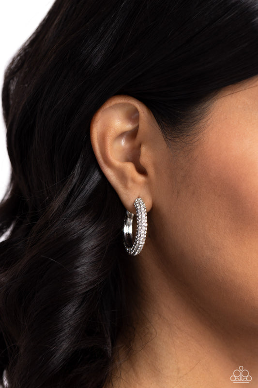 Glowing Praise - White Earrings - Paparazzi Accessories - Alies Bling Bar
