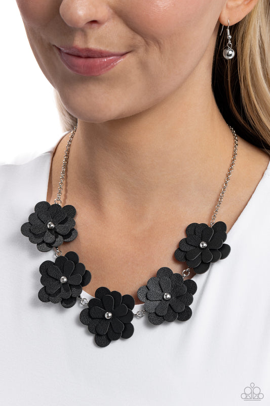 Balance of FLOWER - Black Necklace - Paparazzi Accessories - Alies Bling Bar